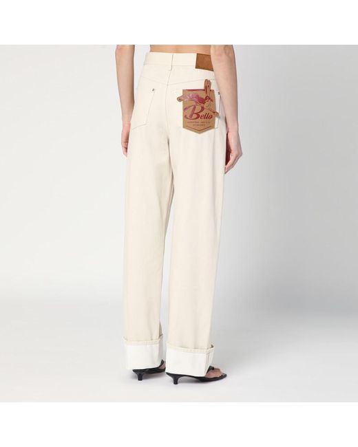 Jeans color meringa con risvolto di Bottega Veneta in Natural