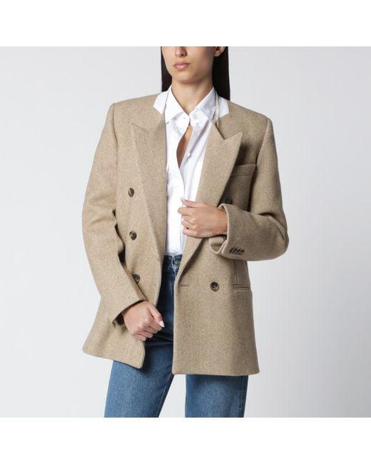 Victoria Beckham Natural Beatrice Double-Breasted Jacket