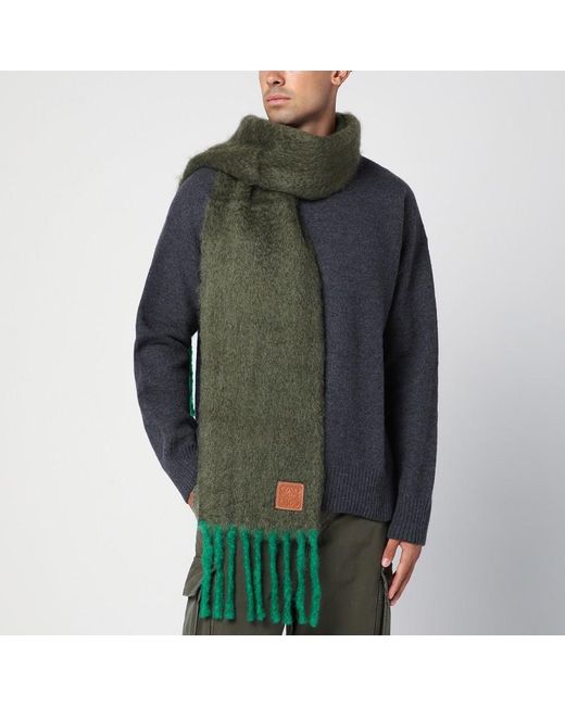 Sciarpa kaki/ in mohair e lana di Loewe in Green da Uomo