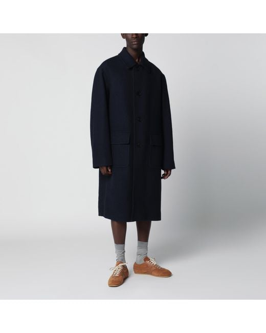 Dries Van Noten Black Single-Breasted Wool Coat for men