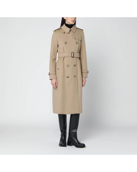 Burberry Natural Mélange Double-Breasted Cashmere Coat