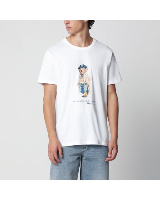 Polo Ralph Lauren White Polo Bear Custom Slim-Fit T-Shirt for men