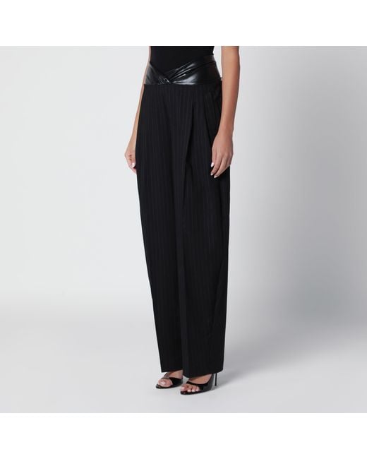 ANDAMANE Black Wide-Leg And Wool Gabardine Trousers