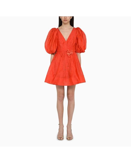 Mini abito flip tranquility in lino e seta di Zimmermann in Red