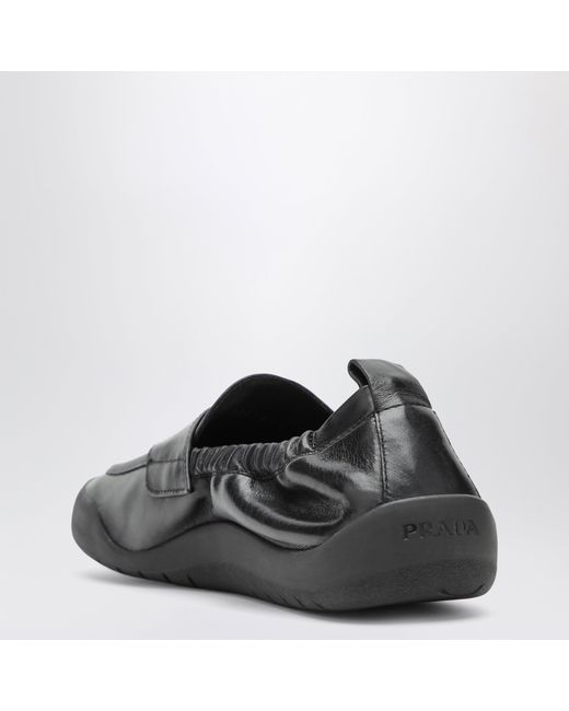Prada Black Leather Speedrock Loafers for men