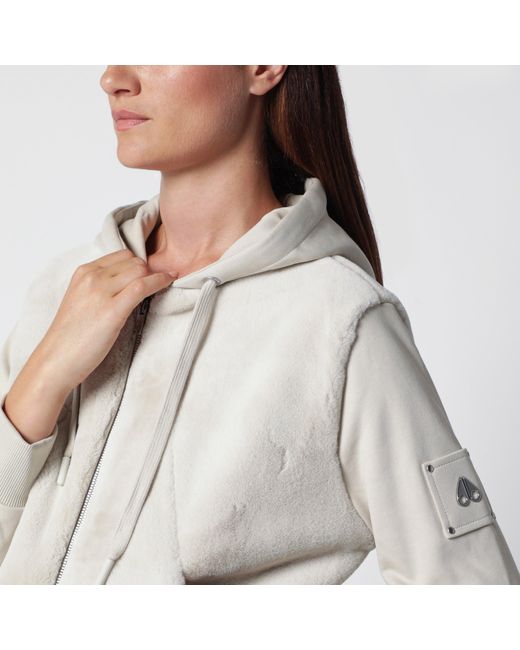 Moose Knuckles Natural Roslyn Bunny Alabaster Cotton Hoodie