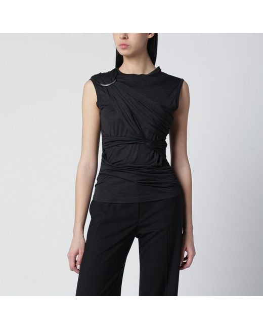 DURAZZI MILANO Black Mélange Tank Top With Braided Details