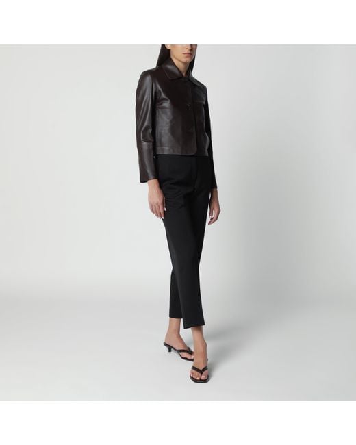 Arma Black Coffee Emy Cropped Leather Jacket