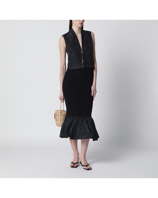 Patou Black Skirt With Faille Ruffle Hem