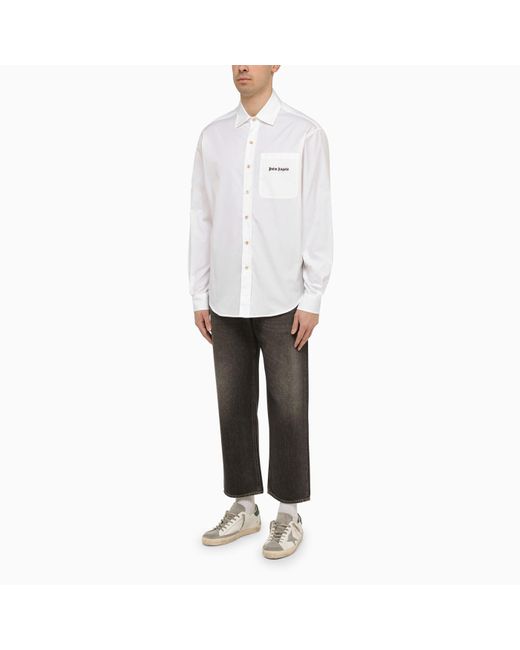 Palm Angels White Shirt With Logo for men