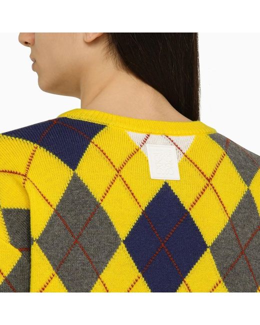 Maglia a rombi giallo/multicolore in lana di Loewe in Yellow