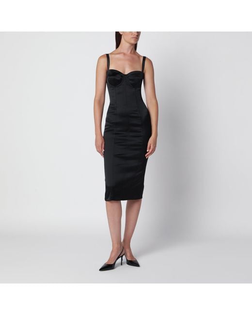 Dolce & Gabbana Black Satin Bustier Dress