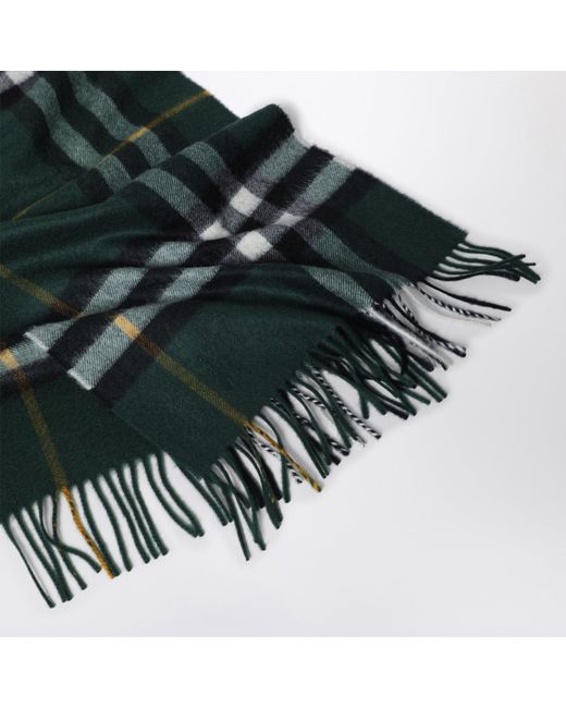 Burberry Green Cashmere Check Scarf