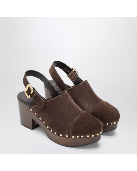 Chloé Brown Jeannette Wedge Clogs