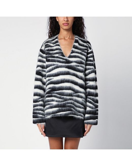 Marc Jacobs Black Zebra-patterned Jumper In Wool Blend