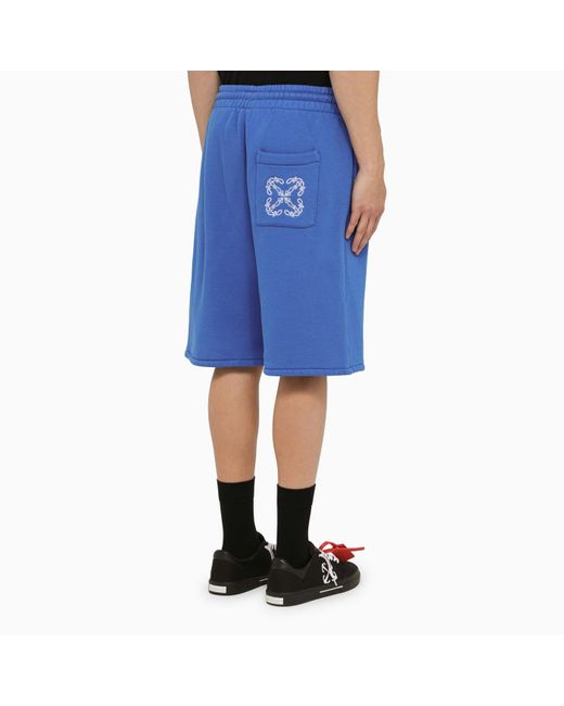Off-White c/o Virgil Abloh Blue Off- Nautical Bermuda Shorts With Logo for men