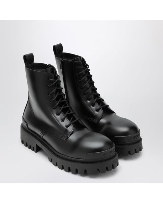 Balenciaga Black Combat Leather Boots for men