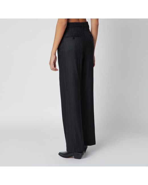 Isabel Marant Blue Pinstripe Wool-Blend Trousers