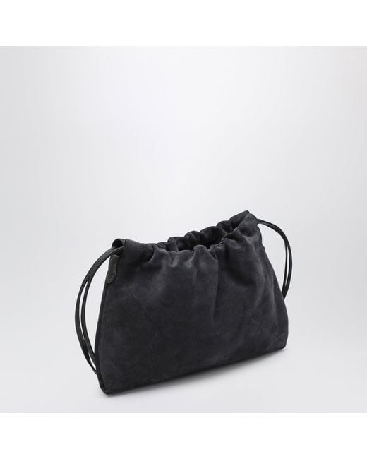 Brunello Cucinelli Black Bc Duo Pouch Midnight Suede Bag With Monile Detail