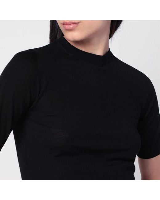 Maglia girocollo nera in lana di Max Mara in Black
