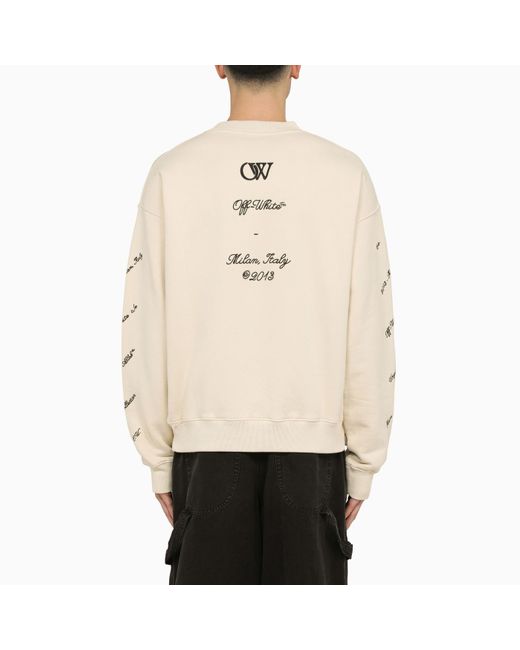 Off-White c/o Virgil Abloh Natural Off- Skate Crewneck Sweatshirt With Logo 23 for men