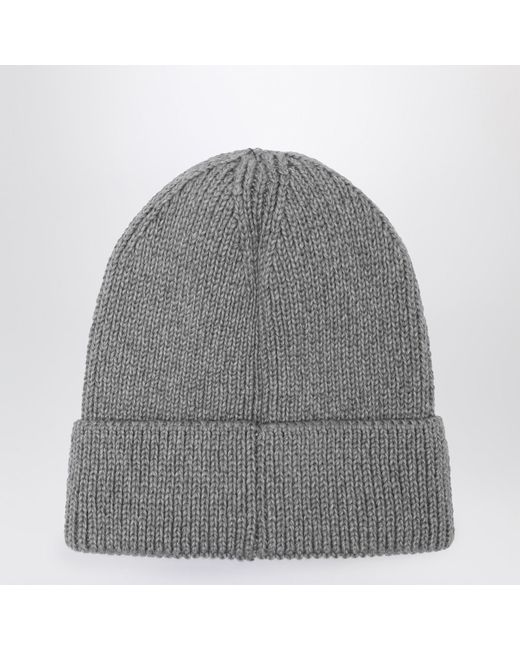 The North Face Gray Beanie With Logo Patch for men