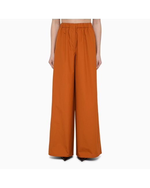 Max Mara Brown Wide Earth-coloured Cotton Trousers