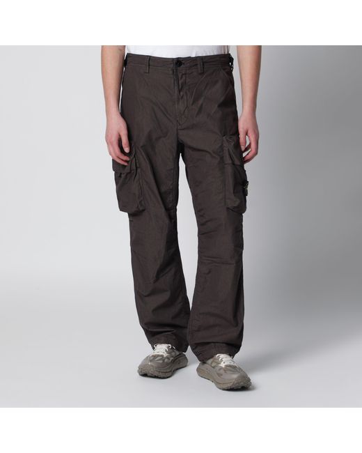 Stone Island Gray Cotton Cargo Trousers for men