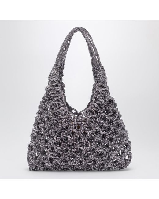 HIBOURAMA Gray Violet Vannifique Small Bag With Crystals