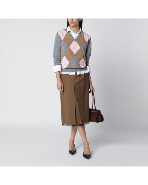 Prada Brown Tobacco-Colored Wool Skirt