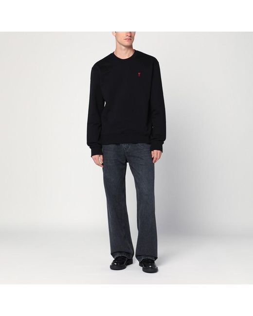 Felpa ami de coeur nera di AMI in Black da Uomo