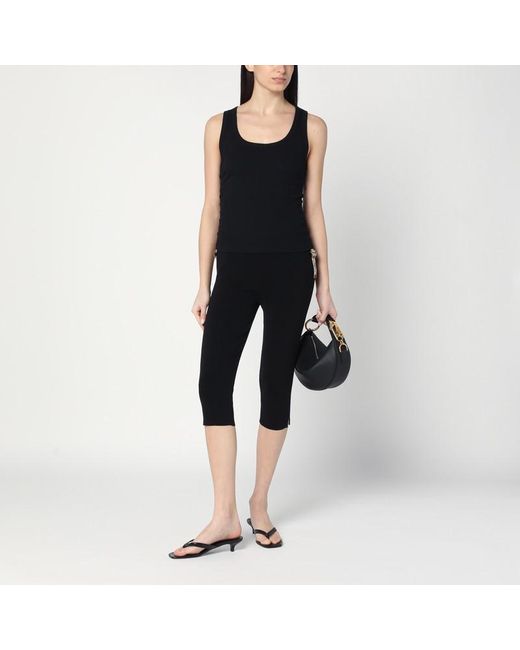 Burberry Black Tank Top With Check Pattern Detail