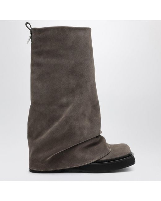 The Attico Brown Robin Taupe Suede Combat Boots