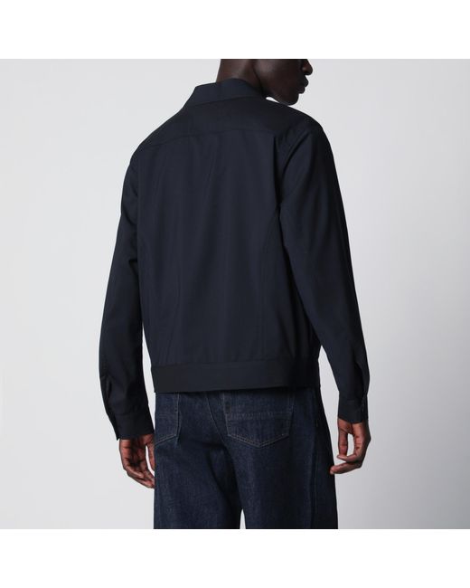 Santaniello Blue Wool-Blend Overshirt Jacket for men