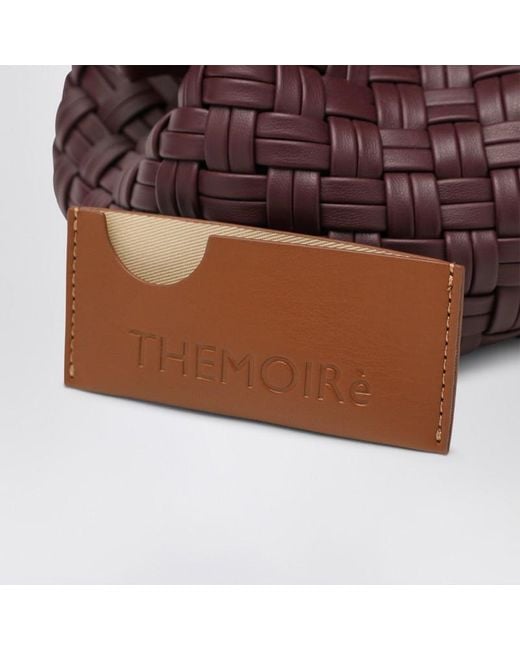 THEMOIRÈ Brown Plum-Coloured Woven Bios Clutch Bag