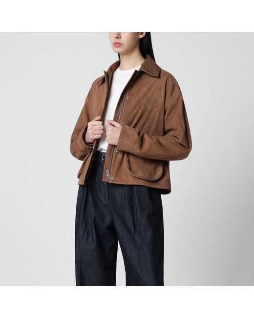 Halfboy Brown Short Mocha Suede Leather Jacket