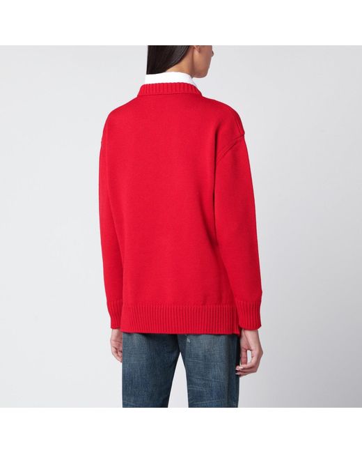 Prada Red Wool Sweater With Bow