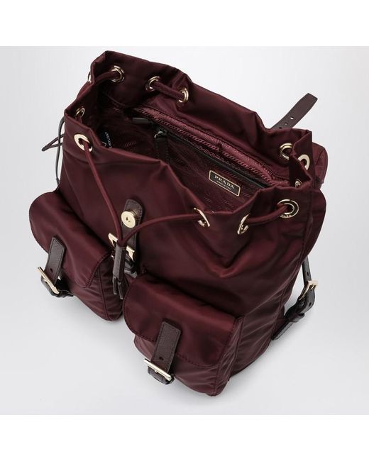 Prada Purple Re-Edition 1978 Kleiner Bordeauxfarbener Re-Nylon Rucksack