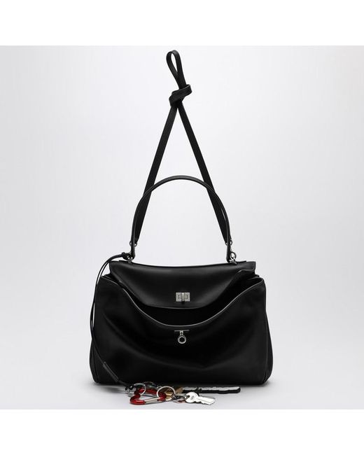 Balenciaga Black Schwarze Tasche Aus Glattem Kalbsleder Medium Rodeo