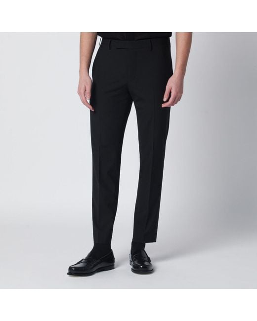PT Torino Black Wool Blend Trousers for men
