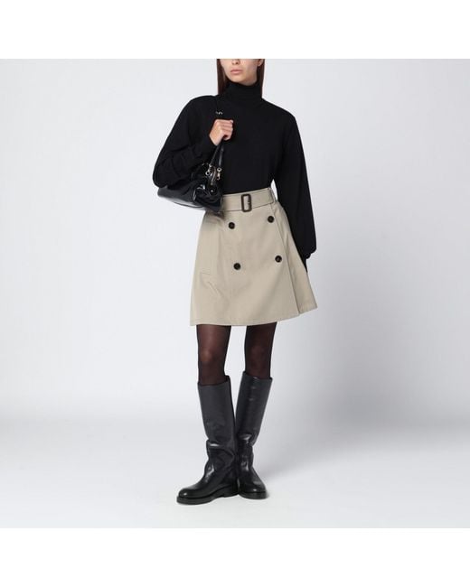 Burberry Natural Trench Mini Skirt In Gabardine