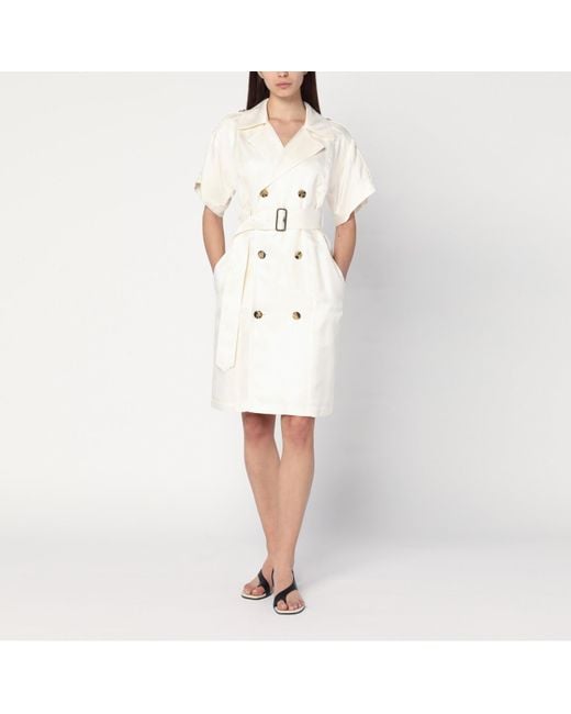 ワンピース BURBERRY IVORY TRENCH DRESS IN VISCOSE Burberry Ivory Trench Dress In Viscose in White | Lyst