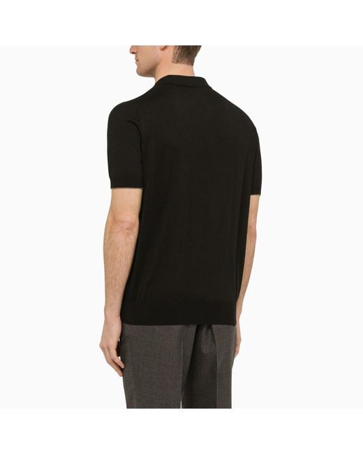 Brunello Cucinelli Black Short-Sleeved Polo Shirt for men