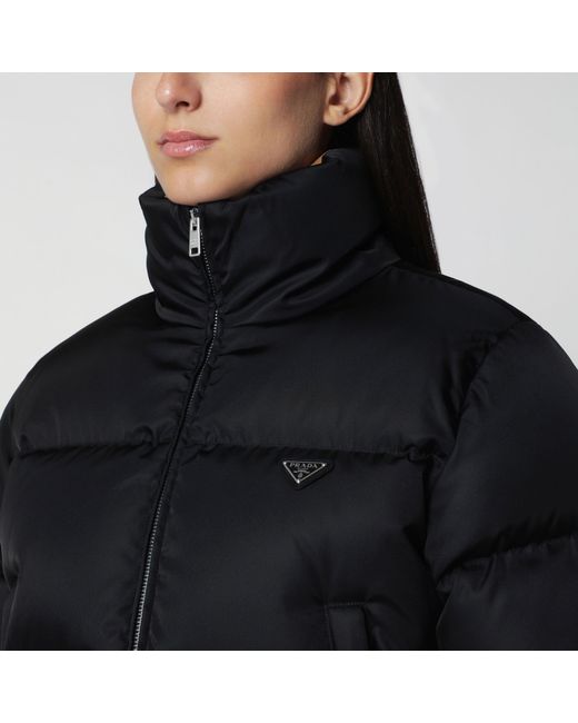 Prada Black Cropped Re-Nylon Down Jacket