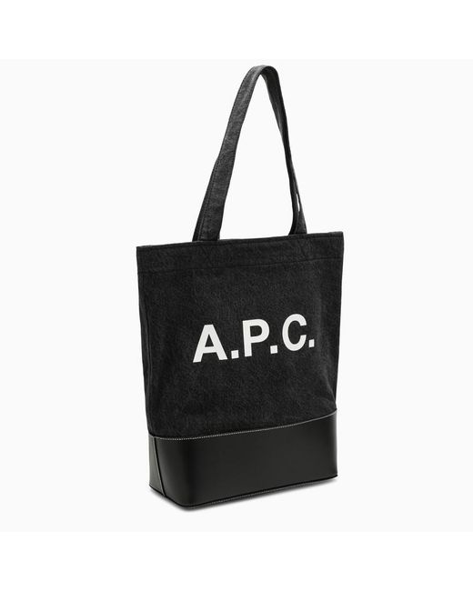 Borsa tote media axel nera in cotone con logo di A.P.C. in Black da Uomo