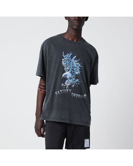 Satisfy Black Mothtech Aged T-Shirt With Logo Print for men