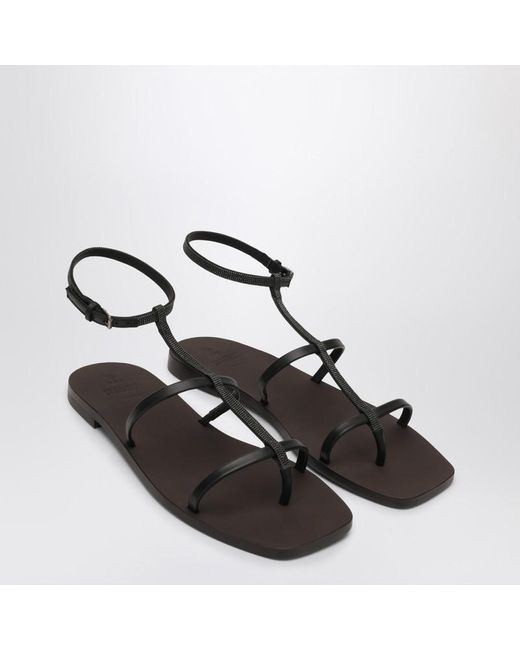 Brunello Cucinelli Brown Sandals With Precious Strap