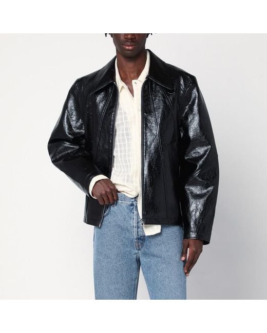 Séfr Black Shiny Zip-Up Jacket for men