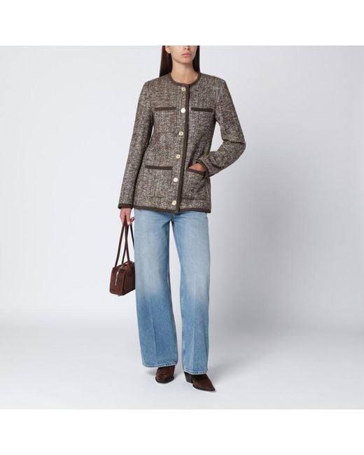 Golden Goose Deluxe Brand Brown Coffee-Colored Wool Tweed Jacket