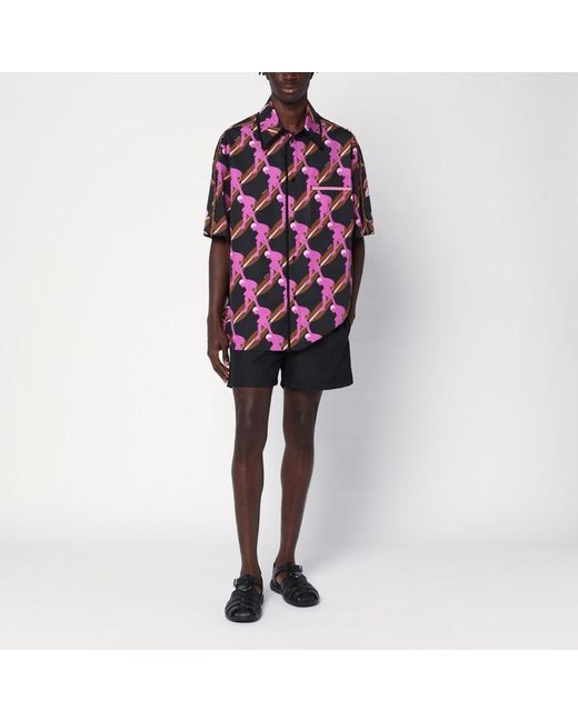 Camicia con stampa /viola in cotone di Gucci in Red da Uomo
